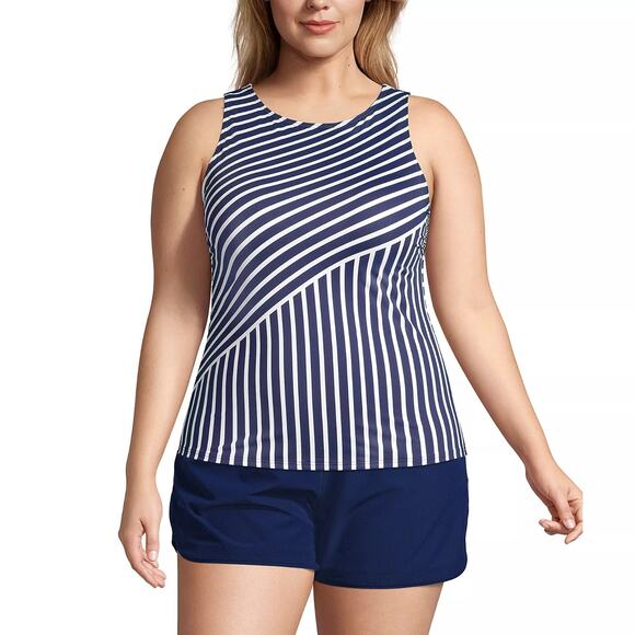 Lands' End Other - Women's Plus Tankini High Neck UPF 50 Sun Protection Modest Swimsuit Top 20W DD